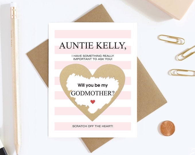 Will You Be My Godmother Scratch off Card - Godmother Proposal Card - Aunt To Be Card