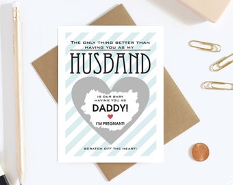 Pregnancy Reveal to Husband Scratch Off Card  - Pregnancy Announcement Card - Father To Be - Daddy To Be