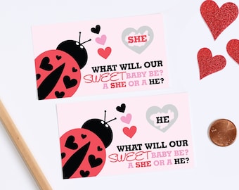 10 Baby Gender Reveal Scratch Off Cards - Ladybug