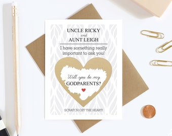 Will You Be My Godparents Scratch Off Card - Godparents Proposal Card - Godmother Godfather Card - Aunt and Uncle