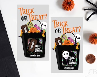Halloween Scratch Off Game Cards - Halloween Party Game - Trick or Treat Scratch Off - 10 Cards