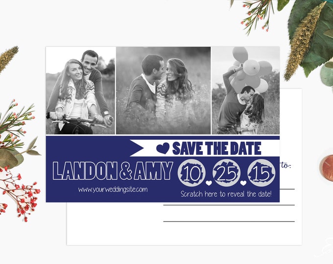 Scratch off Save The Date Cards -  Postcard Style Save The Date - Custom Photo Save The Date Cards