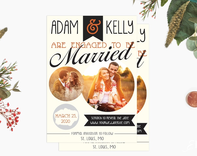 Scratch off Save The Date Cards -  Postcard Style Save The Date - Custom Photo Save The Date Cards