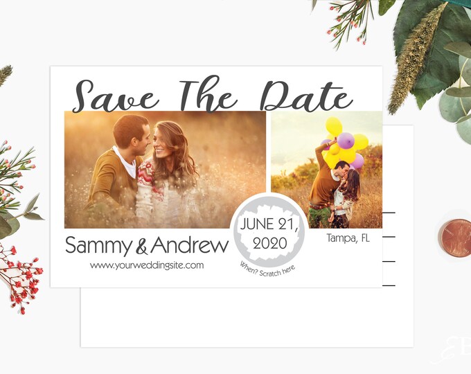 Scratch off Save The Date Cards -  Postcard Style Save The Date - Custom Photo Save The Date Cards