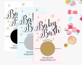 10 Pink, Blue, White Baby Shower Scratch Off Game Cards - Baby Shower Game