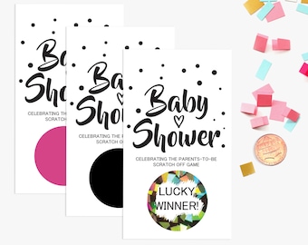 10 Glitter Baby Shower Scratch Off Game Cards - Baby Shower Game
