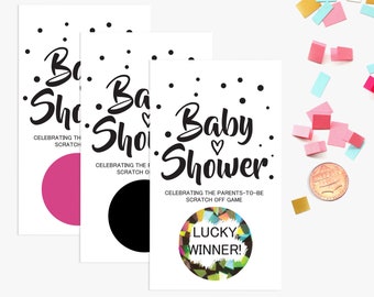 10 Glitter Baby Shower Scratch Off Game Cards - Baby Shower Game