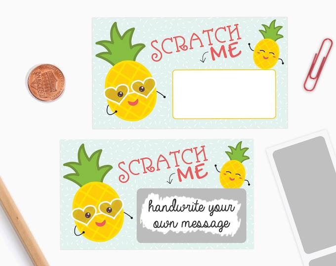 10 DIY Scratch off Cards Pineapple - Secret Message - Scratch off Notes - Teacher Rewards Card