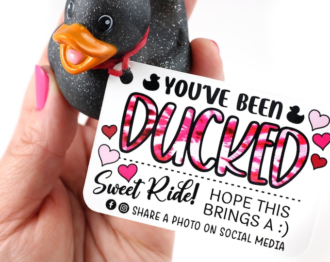 Pink Hearts You’ve been ducked - duck tags - ducking tags - tags for ducking