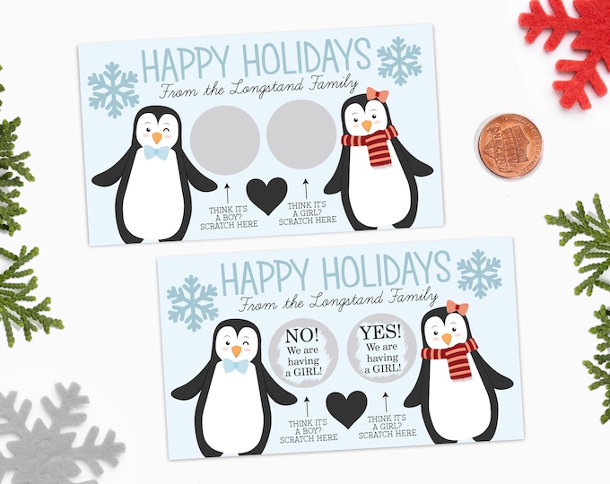 10 Custom Christmas Gender Reveal Scratch Off Cards - Christmas Baby Gender Reveal Scratch Offs - Holiday Gender Reveal