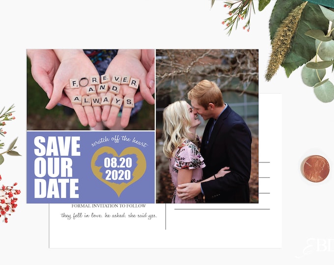 Scratch off Save The Date Cards -  Postcard Style Save The Date - Custom Photo Save The Date Cards