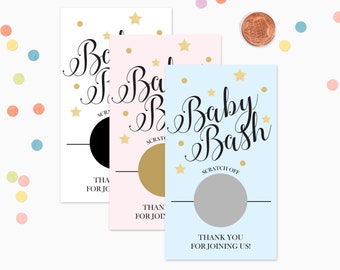 10 Pink, Blue, White Baby Shower Scratch Off Game Cards - Baby Shower Game