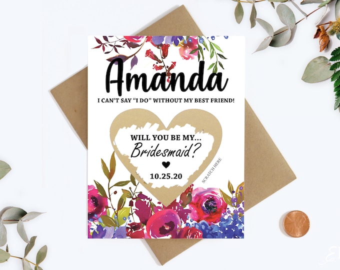 Bridesmaid Scratch Off Card - Will you be my Bridesmaid Cards - Bridesmaid Proposal Card