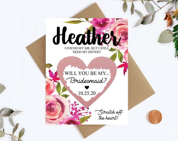 Bridesmaid Scratch Off Card - Will you be my Bridesmaid Cards - Bridesmaid Proposal Card