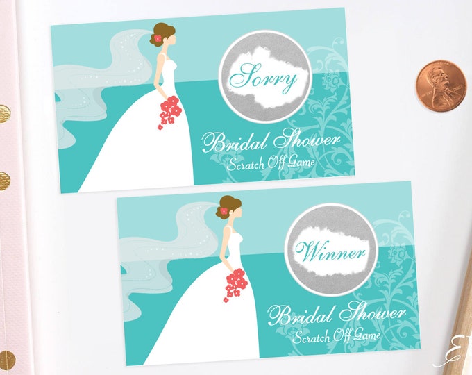 Jeweler Blue Bridal Shower Scratch Off Cards - Bridal Shower Game - Wedding Shower Game