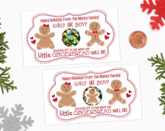 10 Custom Christmas Gender Reveal Scratch Off Cards - Christmas Baby Gender Reveal Scratch Offs - Holiday Gender Reveal