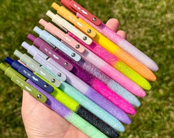 Ready to Ship - Handmade Glitter Gel Pen – Black Ink, Retractable, Clipped
