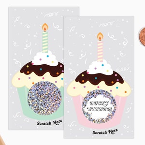 10 Cupcake Scratch off Game Cards - Birthday Party Game - Party Favors