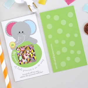 10 Baby Gender Reveal Scratch Off Cards Pink & Blue Elephant image 2