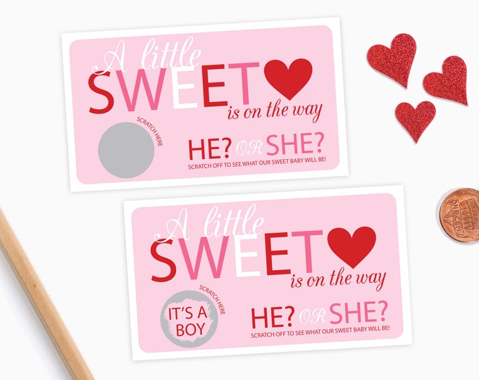 10 Baby Gender Reveal Scratch Off Cards - Sweetheart