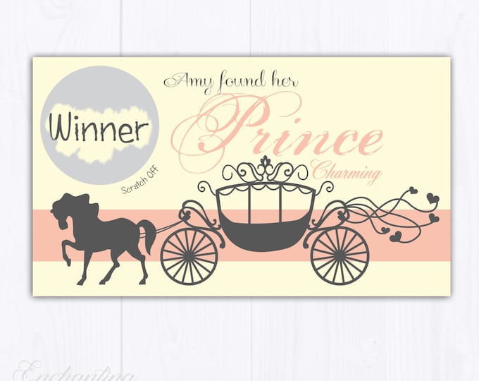 10 Blush Pink Carriage Fairytale Bridal Shower Scratch Off Cards - Bridal Shower Game - Bachelorette Party Game