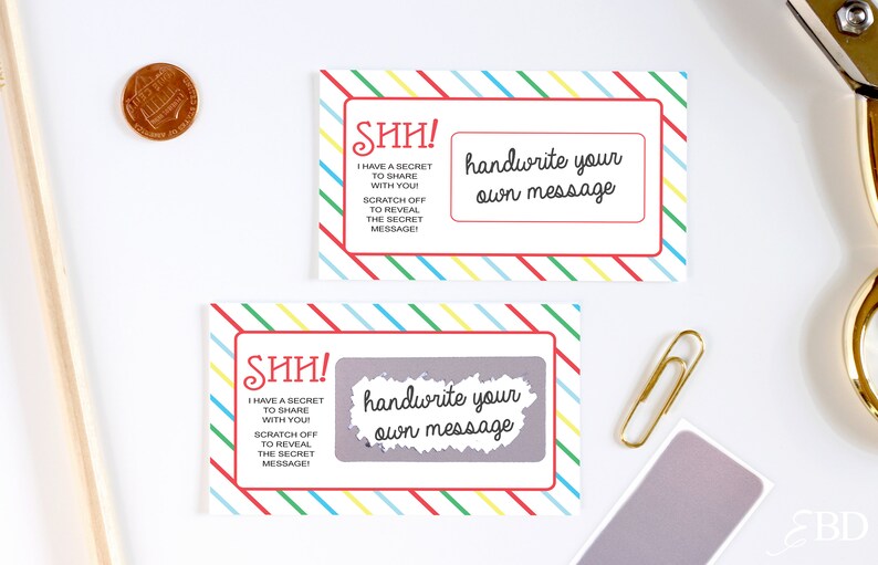 Diy Scratch Off Cards Secret Message Lunch Box Note Card Classroom Rewards 10