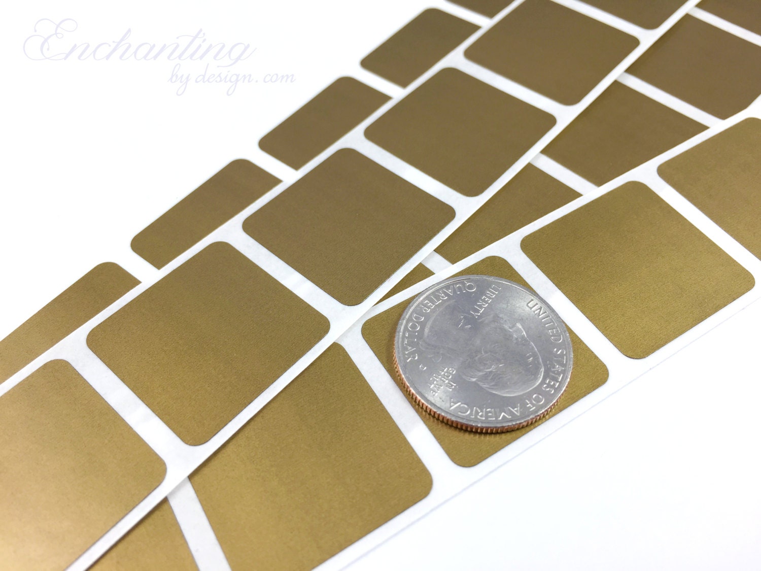 Gold 1 inch square scratch off stickers