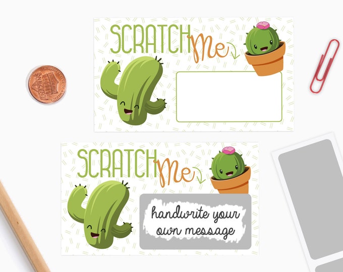 10 DIY Scratch off Cards Cactus - Secret Message - Classroom Rewards - Scratch off Notes