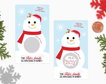 10 Custom Christmas Gender Reveal Scratch Off Cards - Christmas Baby Gender Reveal Scratch Offs - Holiday Gender Reveal