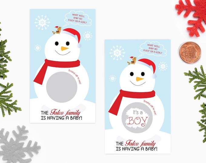 10 Custom Christmas Gender Reveal Scratch Off Cards - Christmas Baby Gender Reveal Scratch Offs - Holiday Gender Reveal