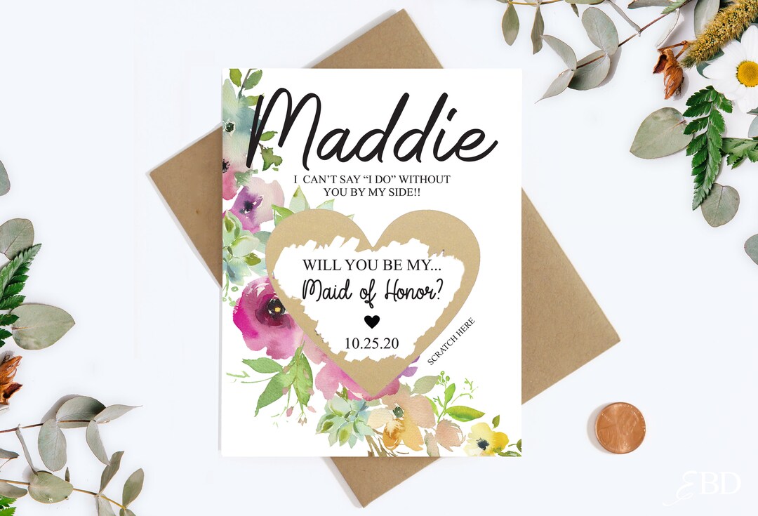 Tarjeta Personalizada Will You Be My Bridesmaid Scratch Off Proposal Card / Maid Of Honour Scratch Off Card / Wedding Will You Be My Proposal Card - España