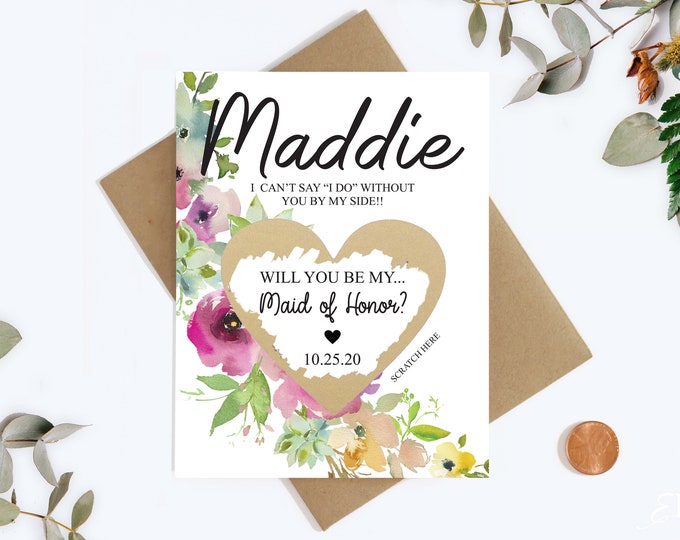 Maid Of Honor Scratch Off Card - Will you be my Bridesmaid Cards - Bridesmaid Proposal Card