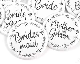 Bridal Shower Pinback Button Bridesmaid - Maid of Honor - Matron of Honor - Team Bride - Flower Girl - Junior Bridesmaid