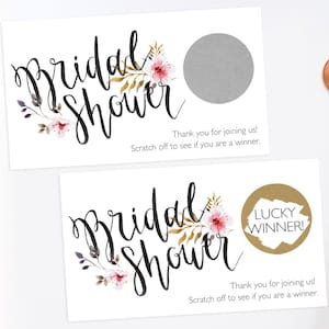 Rustic Floral - Bridal Shower Scratch Off Game - Bridal Shower Game - Scratch off Cards