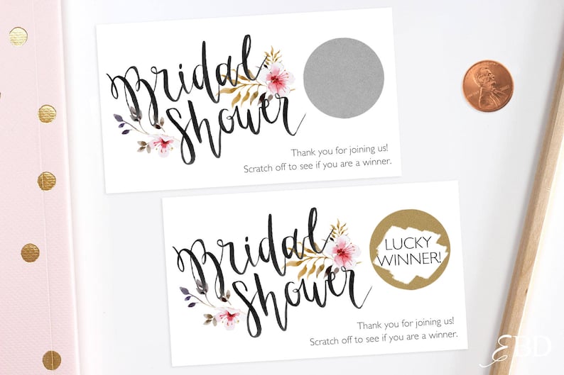 Charming Floral Scratch Off Party Game (30 Pack) - Bridal Shower, Wedding, Baby Shower Raffle Cards