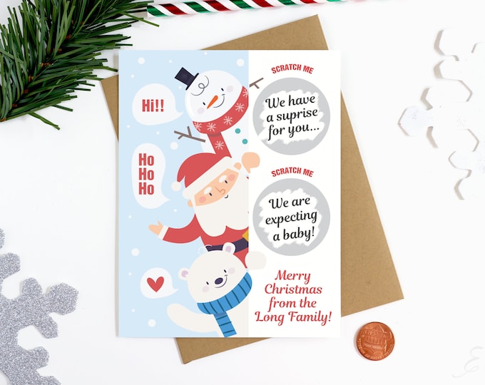 Christmas Scratch Off Pregnancy Announcement Card - We Are Expecting Card - Holiday Scratch Off Card