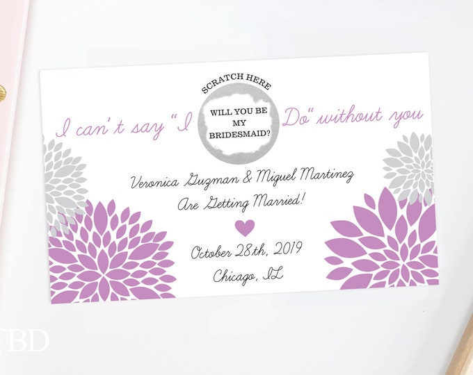 4 Custom Scratch Off Card - Will You Be My Bridesmaid card - bridal party card, wedding card, bridal party, bridesmaid invitation