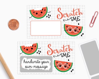 10 DIY Scratch off Cards Watermelon - Secret Message - Teacher Rewards Card - Scratch off Notes