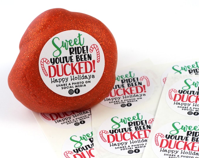 30 Round Stickers - You’ve been ducked - duck stickers - ducking tags - stickers for ducking - happy holidays - Christmas ducks