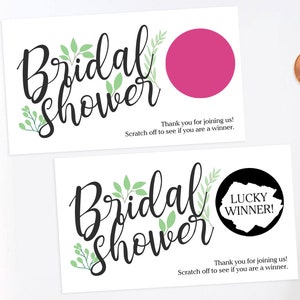 Green Floral Bridal Shower Scratch Off Game Cards Bridal Shower Games Engagement Party image 2