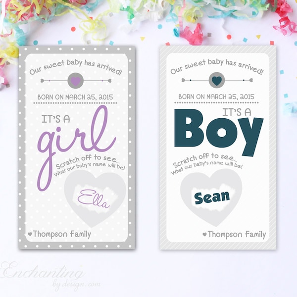 10 Baby Name Reveal Scratch off Cards - Baby Shower Game