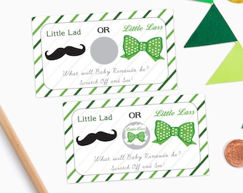 10 Shamrock St. Patricks Day Baby Gender Reveal Scratch Off Cards