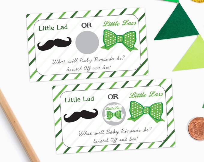 10 Shamrock St. Patricks Day Baby Gender Reveal Scratch Off Cards