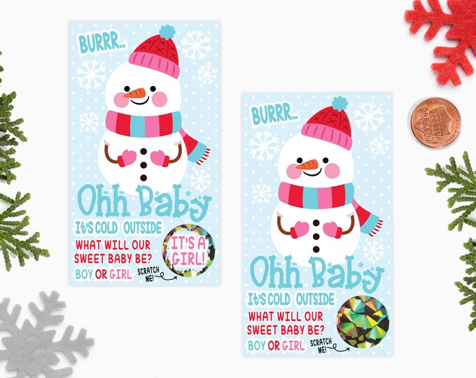 10 Christmas Gender Reveal Scratch Off Cards - Christmas Baby Gender Reveal Scratch Offs - Holiday Gender Reveal