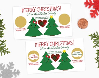 10 Custom Christmas Gender Reveal Scratch Off Cards - Christmas Baby Gender Reveal Scratch Offs - Holiday Gender Reveal