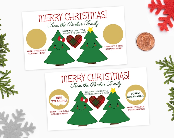 10 Custom Christmas Gender Reveal Scratch Off Cards - Christmas Baby Gender Reveal Scratch Offs - Holiday Gender Reveal