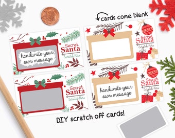 10 Secret Santa Scratch off Card - Secret Santa Gift Exchange - Holiday Party