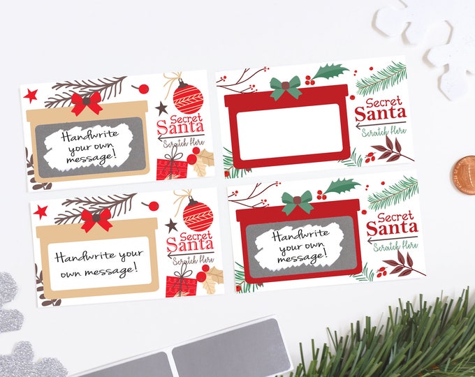 Secret Santa Scratch off Card - Secret Santa Gift Exchange - Holiday Party