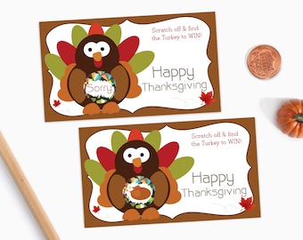 10 Happy Thanksgiving Scratch Off Game Cards - Turkey Party Game Scratch Off Game - Thanksgiving Party Game - 10 Cards