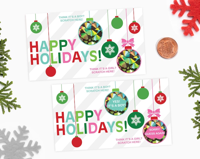 10 Christmas Gender Reveal Scratch Off Cards - Christmas Baby Gender Reveal Scratch Offs - Holiday Gender Reveal